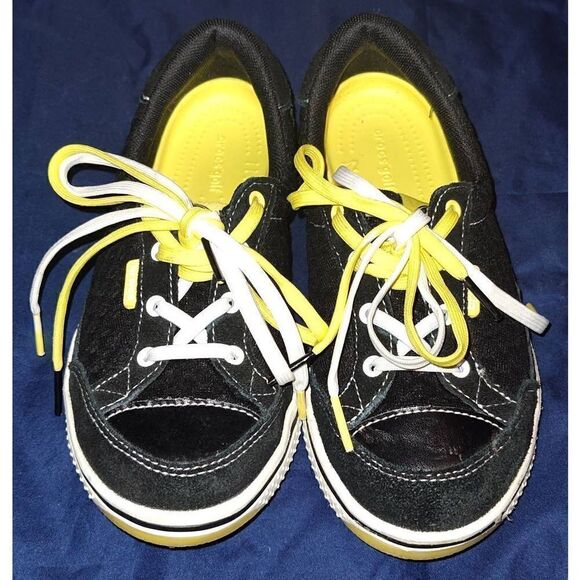 Crocs with Hank Haney Drayden Golf Black Burst Suede Leather Golf Shoes Size 5. - Picture 1 of 9